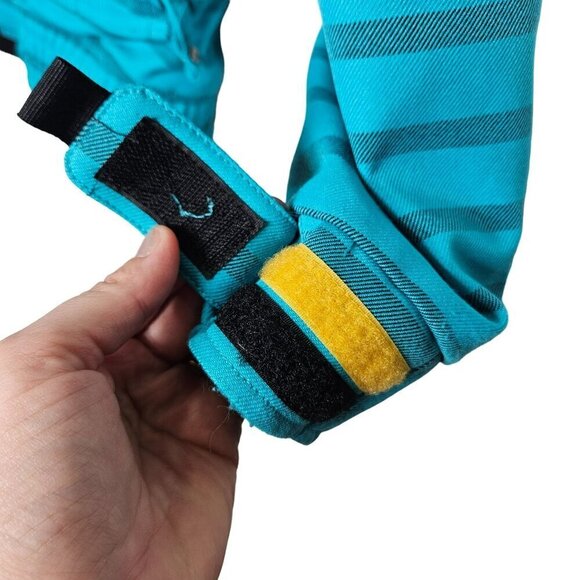 Nomis Women's Striped Hooded snowboarding Jacket Small Yellow & Blue Polyester - Picture 7 of 16